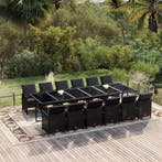 vidaXL 13-delige Tuinset met kussens poly rattan zwart, Tuin en Terras, Verzenden, Nieuw, Tuinset