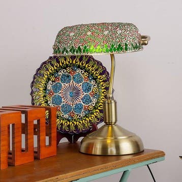 Tafellamp - Mozaïekstijl bankierslamp - Glas