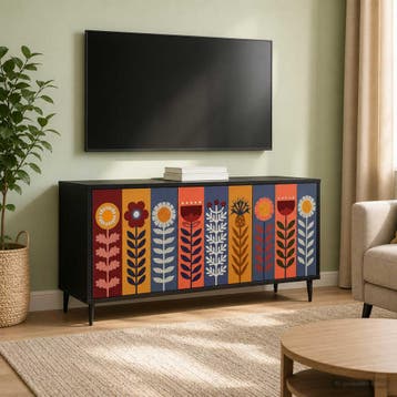 vidaXL Tv-meubel ESSEN 102 x 33 x 51 cm Zwart eiken Bewerkt, Verzenden, Nieuw
