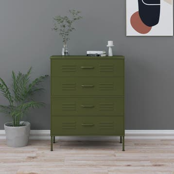 vidaXL Ladekast 80x35x101,5 cm staal olijfgroen, Verzenden, Nieuw