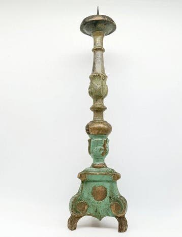 Kaarsenhouder - Bladgoud, Polychroom hout