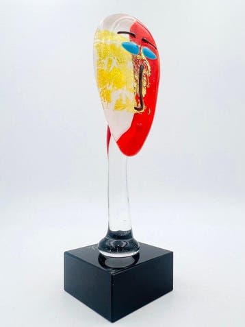Guidotti - Sculpture, Viso Modigliani Style - 13 cm - Verre, Antiek en Kunst