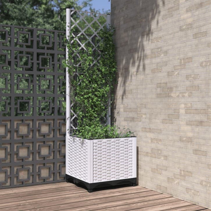 vidaXL Plantenbak met latwerk 40x40x136 cm polypropeen, Tuin en Terras, Bloempotten, Nieuw, Verzenden