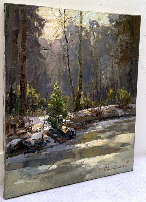 Sergei Flitov (1964) - La fonte des Neiges au coeur de la, Antiek en Kunst, Kunst | Schilderijen | Klassiek