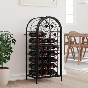 vidaXL Wijnrek voor 33 flessen 45x36x100 cm smeedijzer zwart, Huis en Inrichting, Verzenden, Nieuw