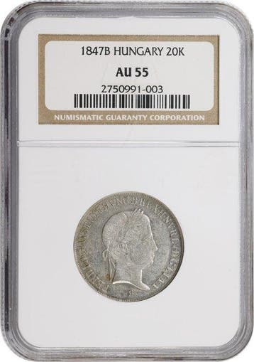 Hongarije. Ferdinand V. 20 Kreuzer / Krajczár 1847 - NGC