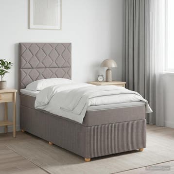 vidaXL Boxspringbed met matras met hoofdeinde Taupe 80 x 200, Verzenden, Nieuw