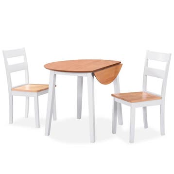 vidaXL Eetkamerset MDF en rubberwood wit 3-delig, Huis en Inrichting, Verzenden, Nieuw