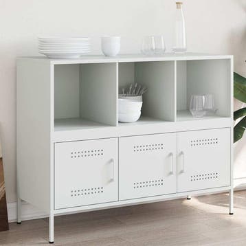 vidaXL Dressoir 100,5x39x79 cm staal wit, Verzenden, Nieuw