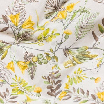 AA101 - Decoratieve stof - Kolibrie, Bloemen en Bladeren -
