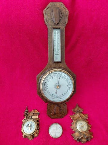 Barometer (4) - Hout - Barometer en Hygrometer