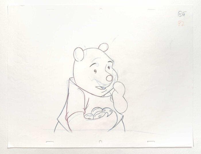 Winnie the Pooh Original Animation Drawing Piglets Grote, Collections, Disney