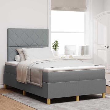 vidaXL LED Box Spring Bed met hoofdeinde Lichtgrijs 120 x, Verzenden, Nieuw