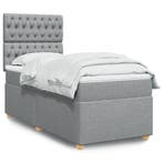 vidaXL Boxspring met matras stof lichtgrijs 100x200 cm, Verzenden