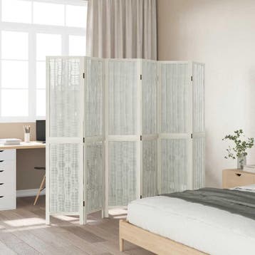 vidaXL Kamerscherm met 6 panelen massief paulowniahout wit, Verzenden, Nieuw