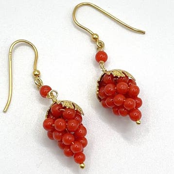 Corail rouge - Argent - Boucles doreilles - Artisan italien