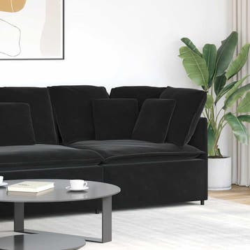 vidaXL Modulaire hoekmodule bank met kussens 100 cm zwart, Verzenden, Nieuw