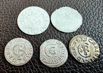 Polen, Livonia. Lot of 5 coins, various denominations