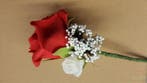 Corsage Roos EmiliaRood/Wit/Wit CEM152 Maatwerk, Nieuw