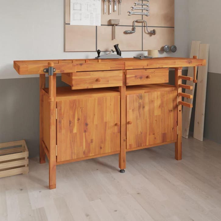 vidaXL Werkbank met lades en bankschroeven 162x62x83 cm, Doe-het-zelf en Bouw, Werkbanken, Nieuw, Verzenden