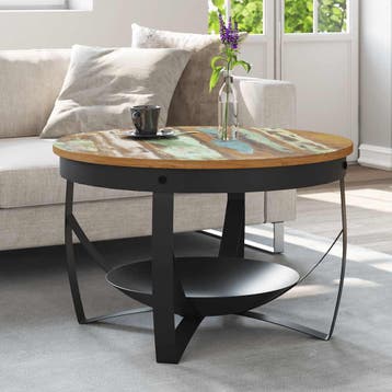 vidaXL Salontafel Ø 68x43 cm massief gerecycled hout, Verzenden