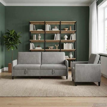 vidaXL Sofa Set Met Opslag 2 st Lichtgrijs Polyester, Verzenden, Nieuw