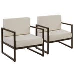 tectake Tuin-loungefauteuil Comosa, XXL-kussens - Set van 2, Tuin en Terras, Verzenden, Nieuw