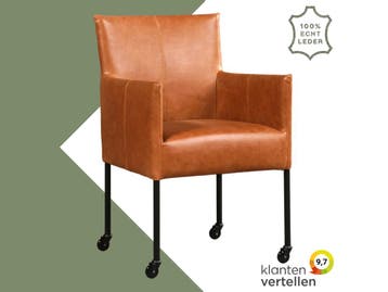 Leren eetkamerstoel Desire - Vintage Cognac (cognac) -, Nieuw, Leer, Ophalen of Verzenden, Eén