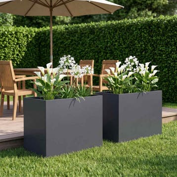 vidaXL Plantenbak 2 st Antraciet 50 x 40 x 50 cm Koudgewalst, Tuin en Terras, Bloempotten, Verzenden, Nieuw
