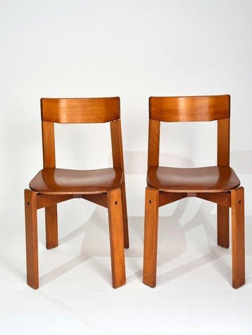 Stoel - Beuken - Set van zes vintage stoelen