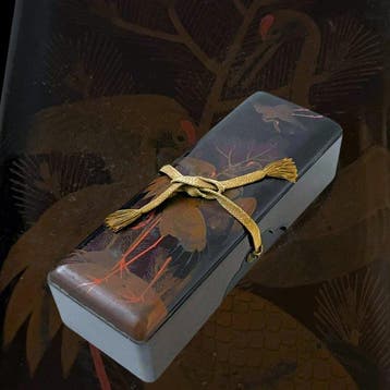 Antique Japanese Maki-e Fubako (Document Box) with Cranes &, Antiek en Kunst