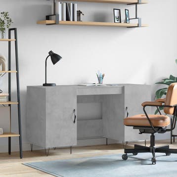 vidaXL Bureau 140x50x75 cm bewerkt hout betongrijs, Verzenden