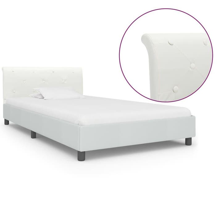 vidaXL Bedframe kunstleer wit 90x200 cm, Huis en Inrichting, Slaapkamer | Bedden, Nieuw, Verzenden