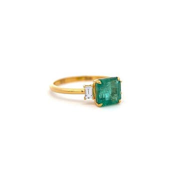 Bague - 14 carats Or jaune - 1.96ct. tw. Émeraude - Saphir