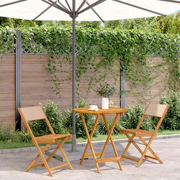 vidaXL 3-delige Bistroset stof en massief hout beige, Verzenden