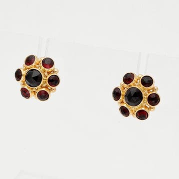 Oorbellen - 14 karaat Geel goud - Granaat, Handtassen en Accessoires, Oorbellen, Nieuw