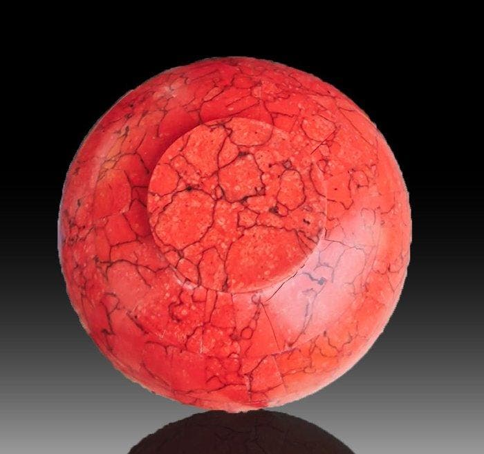 Rode Jaspis-Schaal – Gepolijlde Decoratieve Minerale Schotel, Verzamelen, Mineralen en Fossielen