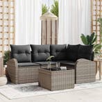 vidaXL Tuinbank Set Grijs poly rattan, Verzenden, Nieuw