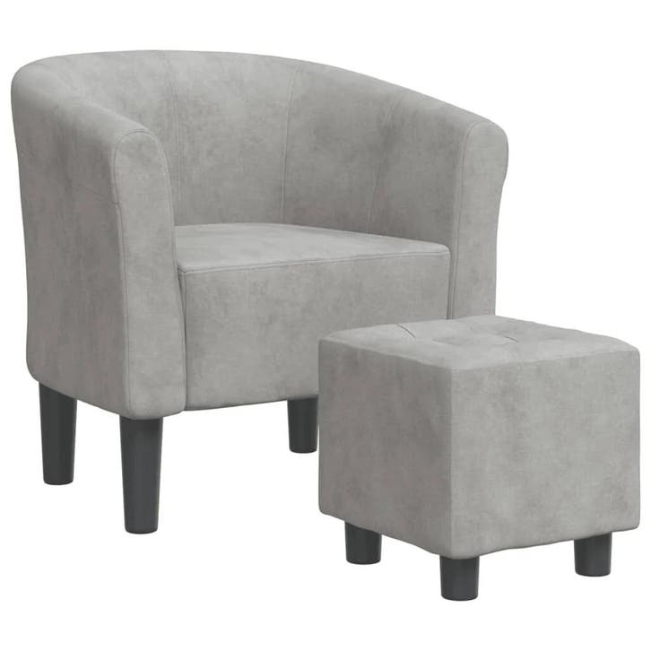 Fluwelen Fauteuil Lichtgrijs | Tweede Kansje | OP = OP, Huis en Inrichting, Fauteuils, 50 tot 75 cm, Minder dan 75 cm, Nieuw, Stof