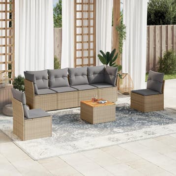 vidaXL Patio Sofa Set 6-zits Beige mix en grijs, Verzenden, Nieuw