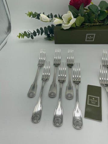 Christofle - Vork - Set van 12 dinervorken, model Vendôme /