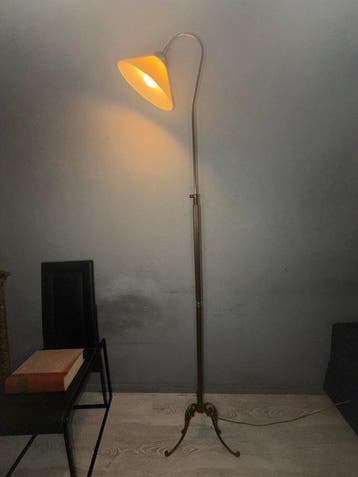Staande lamp - Opaline glas, Verguld brons - Boogvloerlamp, Nieuw