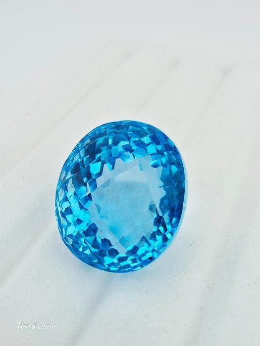 Blauw Topaas - 52.67 ct - Antwerp Laboratory for Gemstone, Handtassen en Accessoires, Edelstenen