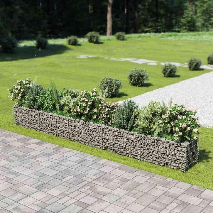 vidaXL Gabion plantenbak verhoogd 450x50x50 cm, Tuin en Terras, Bloempotten, Nieuw, Verzenden