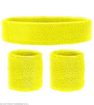 Neon Gele Zweetbandjes 2 delig, Verzenden