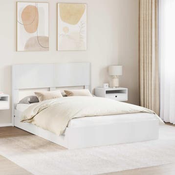 vidaXL Bedframe met opbergruimte en hoofdbord Wit 160 x 200, Verzenden, Nieuw