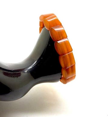 Ancien bracelet manchette en ambre de la Baltique, Art déco,