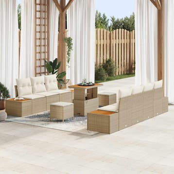 vidaXL Tuinbank Set 10 st 9-Aantal zitplaatsen Beige en, Verzenden