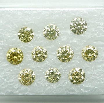 10 pcs Diamant (Couleur naturelle) - 1.05 ct - Rond - Fancy, Nieuw