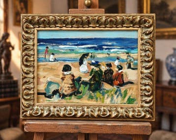 École postimpressionniste espagnole (XX) - Scène de plage -